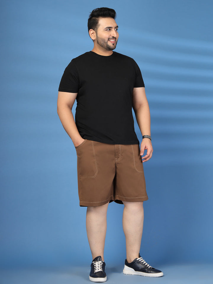 Plus Size Pure Cotton Relaxed-Fit Cargo Shorts