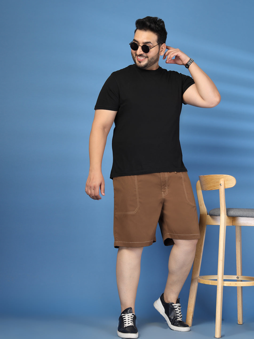 Plus Size Pure Cotton Relaxed-Fit Cargo Shorts