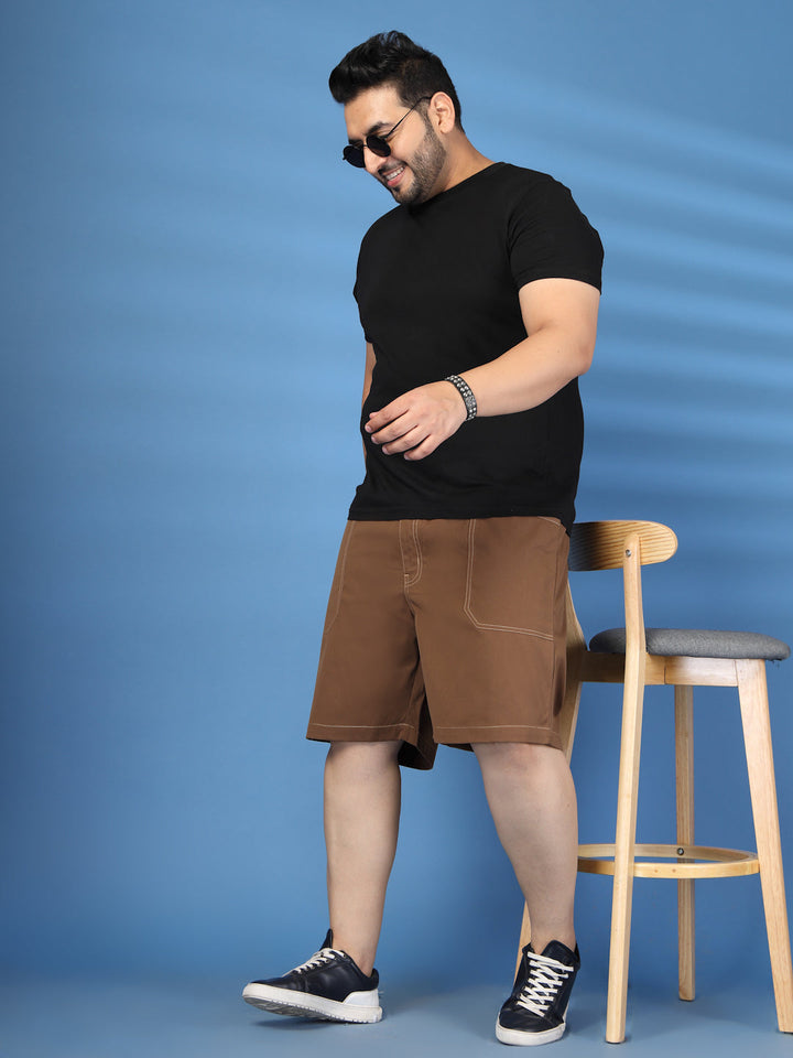 Plus Size Pure Cotton Relaxed-Fit Cargo Shorts
