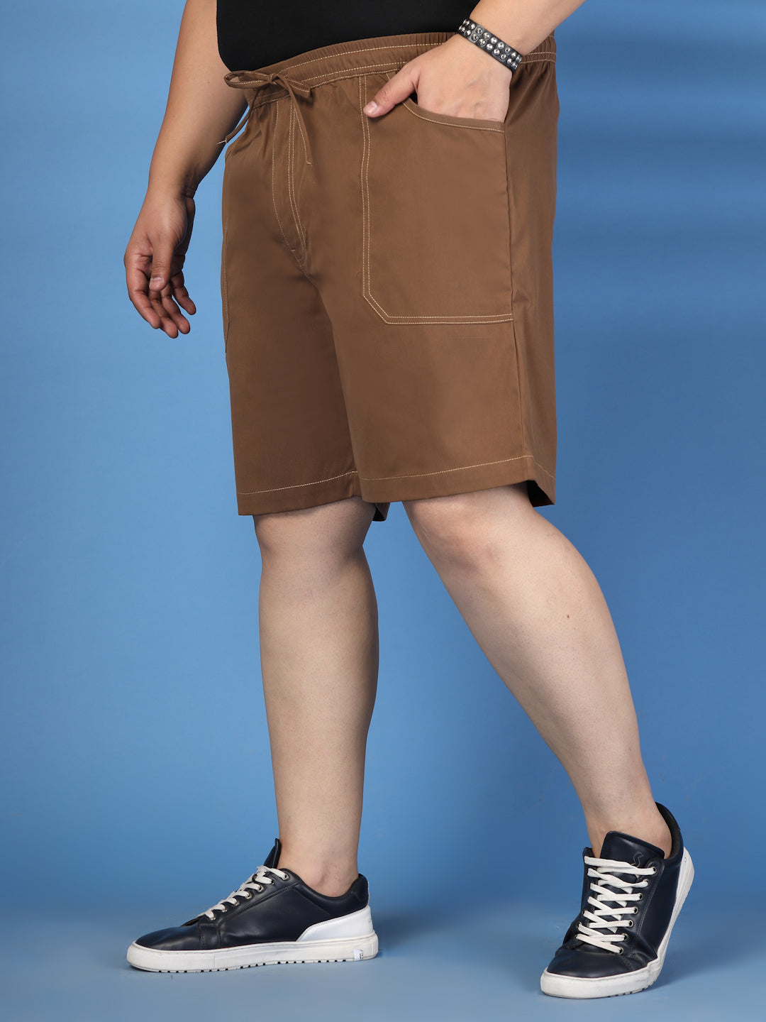 Plus Size Pure Cotton Relaxed-Fit Cargo Shorts