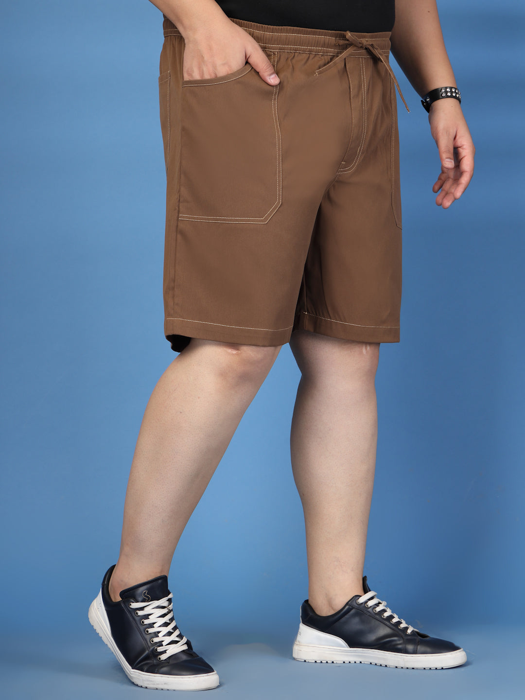 Plus Size Pure Cotton Relaxed-Fit Cargo Shorts