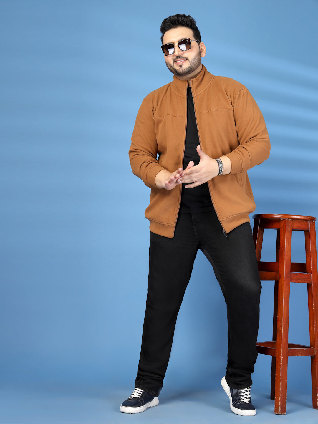 Plus Size Men Brown Bomber Jacket