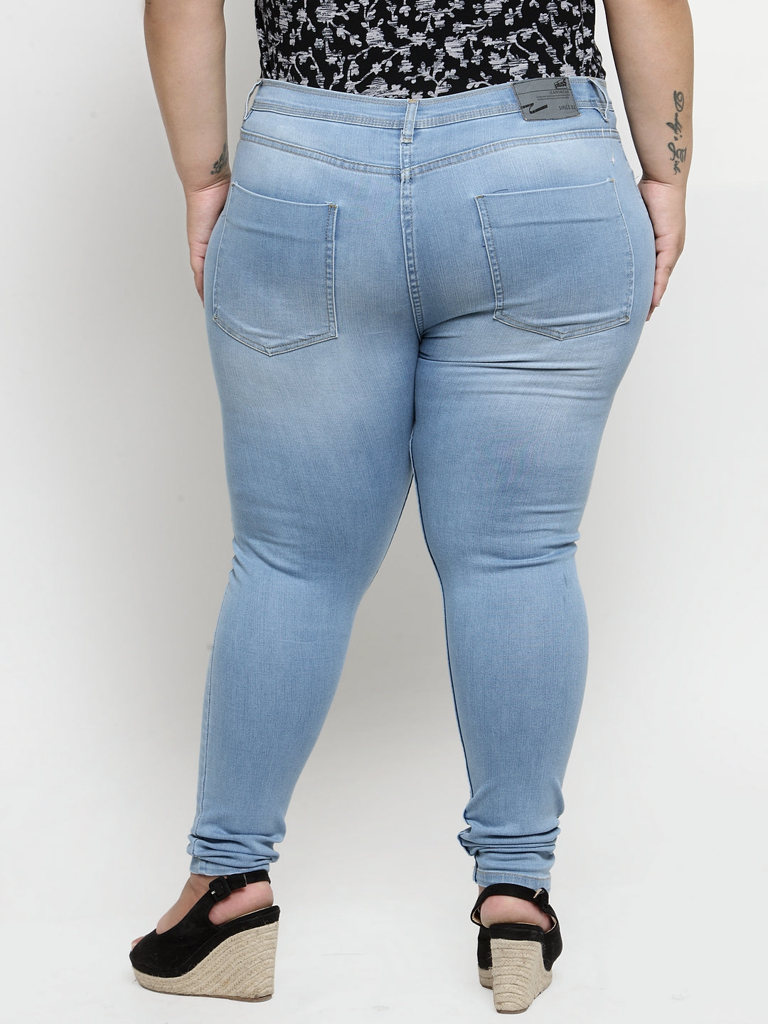 Plus Size Women Blue Slim Fit Jeans
