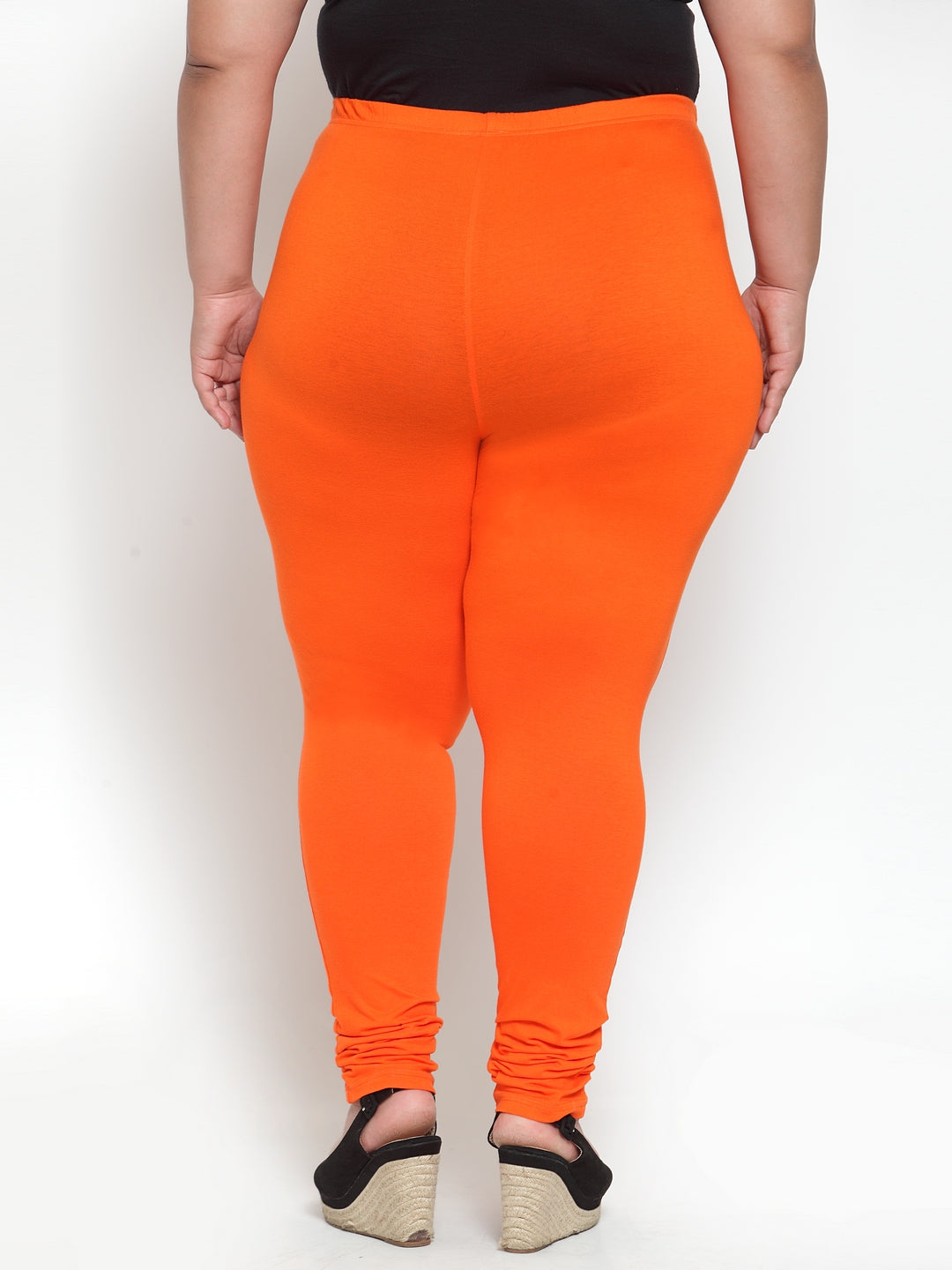 Plus Size Orange Solid Leggings