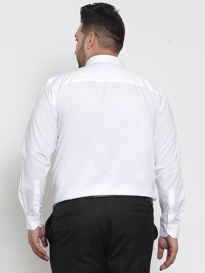 Plus Size Men White Classic Regular Fit Solid Formal Shirt