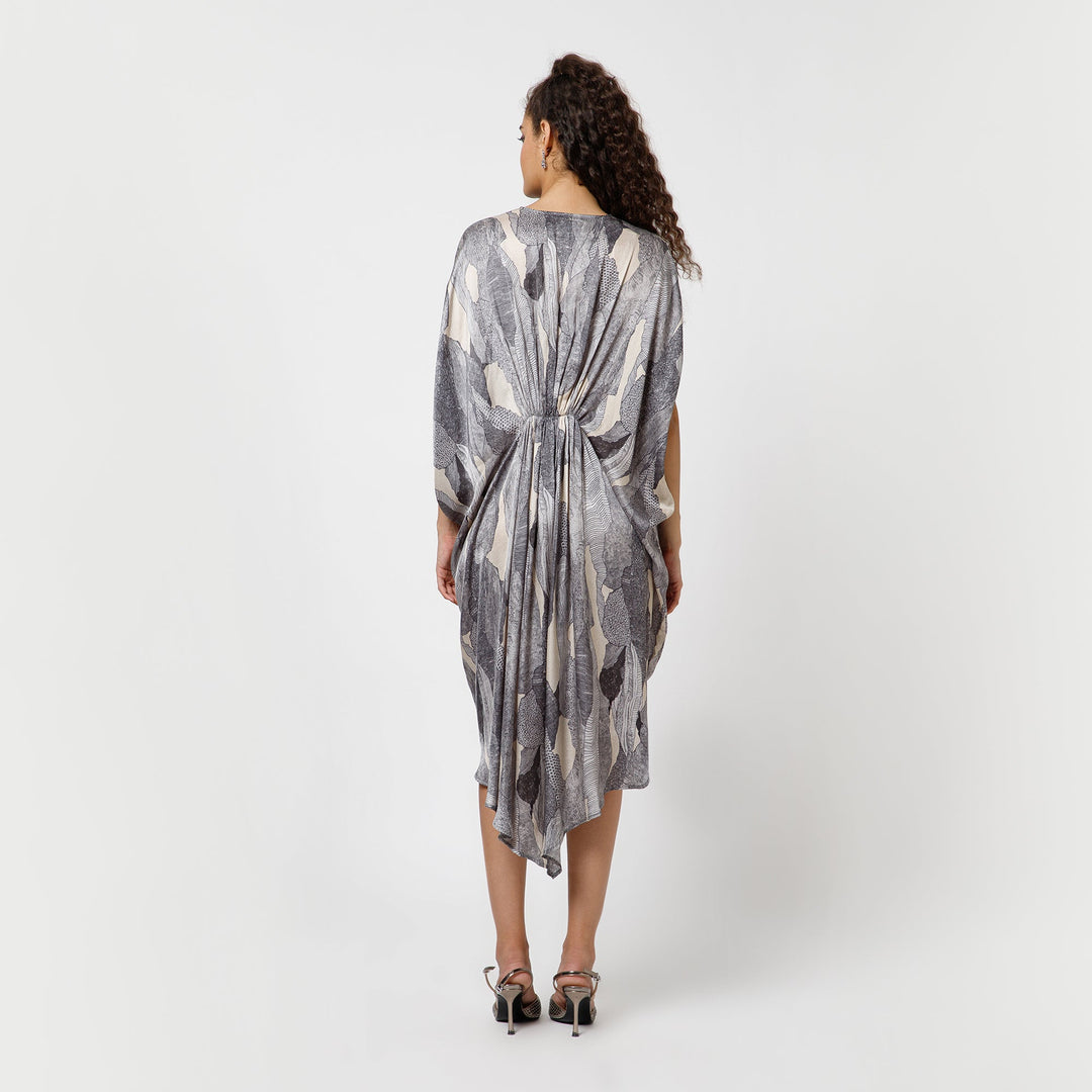 Black Satin Kaftan With Pearls