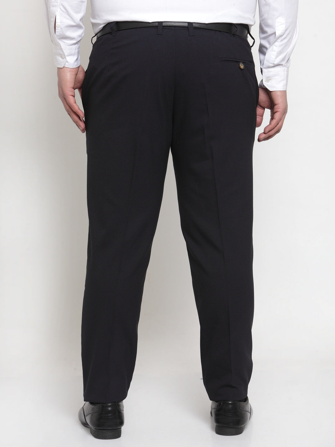 Plus Size Men Navy Blue Regular Fit Solid Formal Trousers