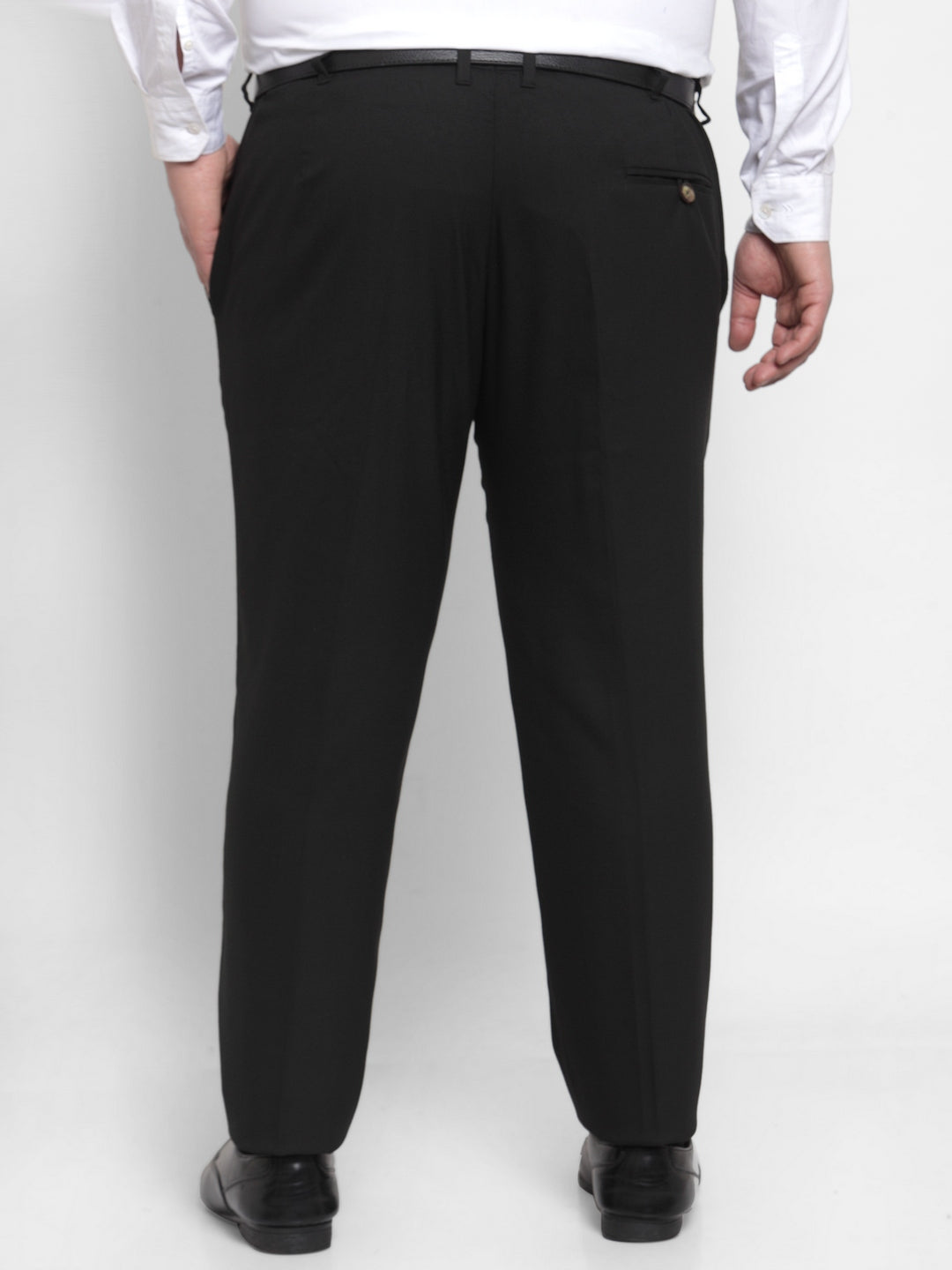 Plus Size Men Black Regular Fit Solid Formal Trousers