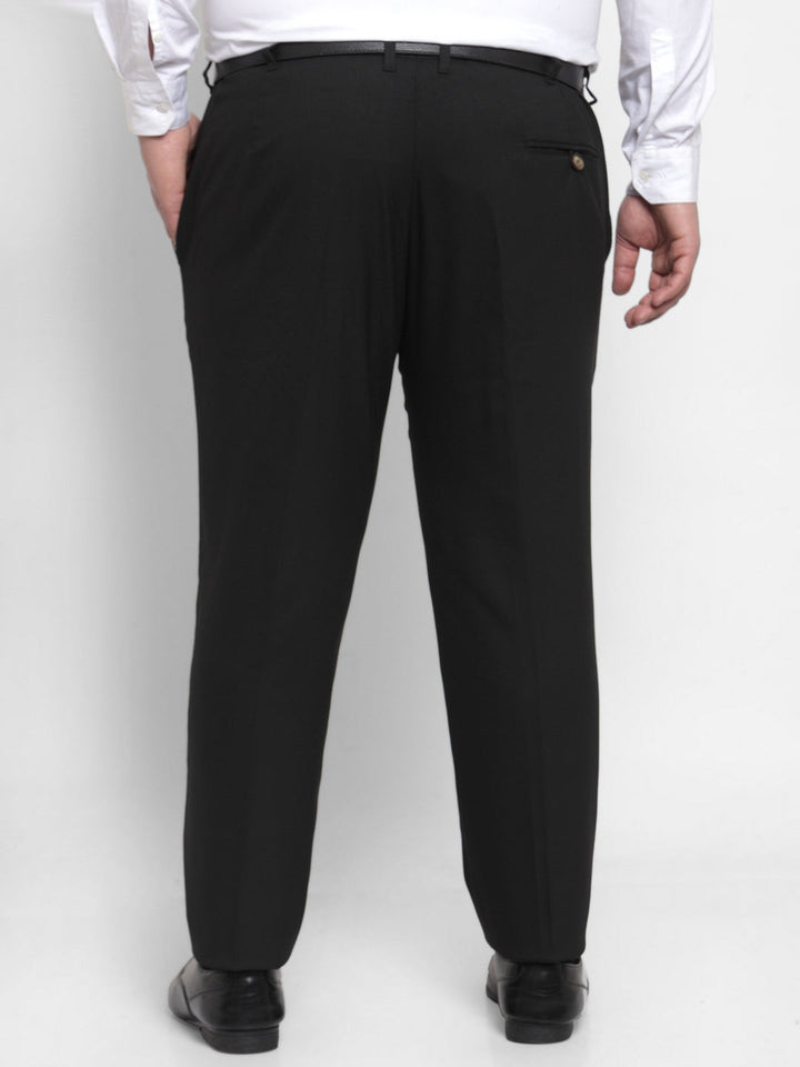 Plus Size Men Black Regular Fit Solid Formal Trousers