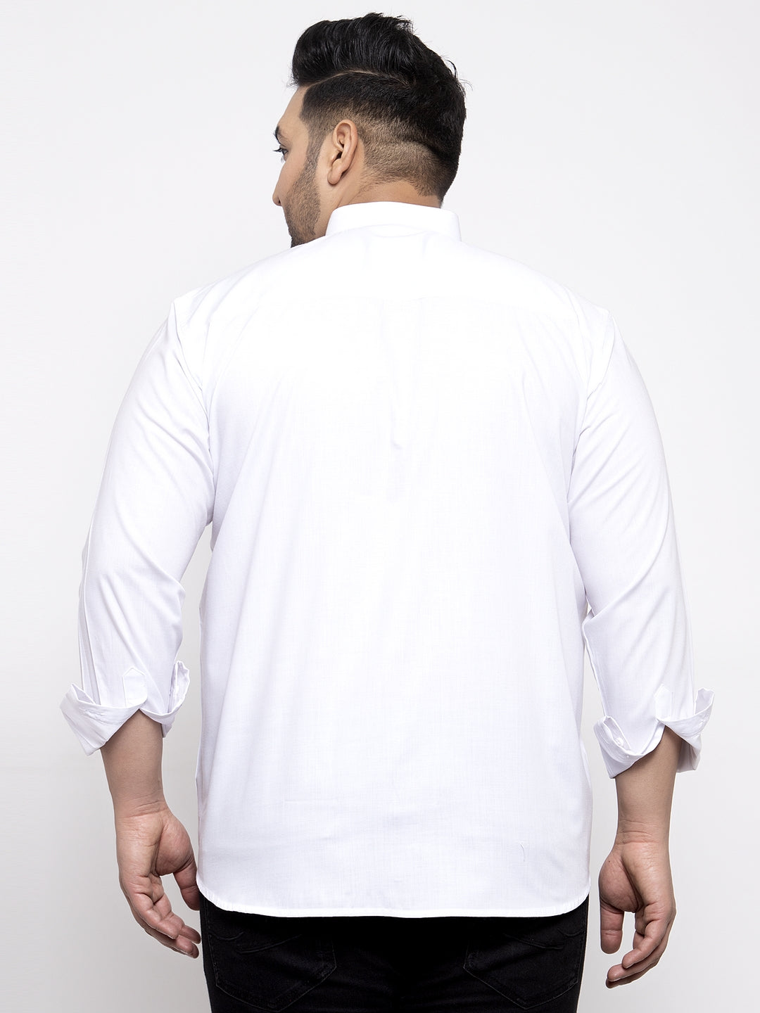Plus Size  Men White Casual Shirt