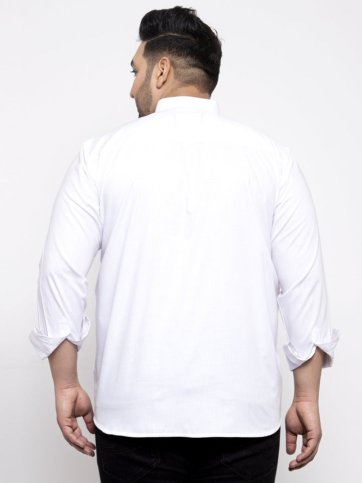 Plus Size  Men White Casual Shirt