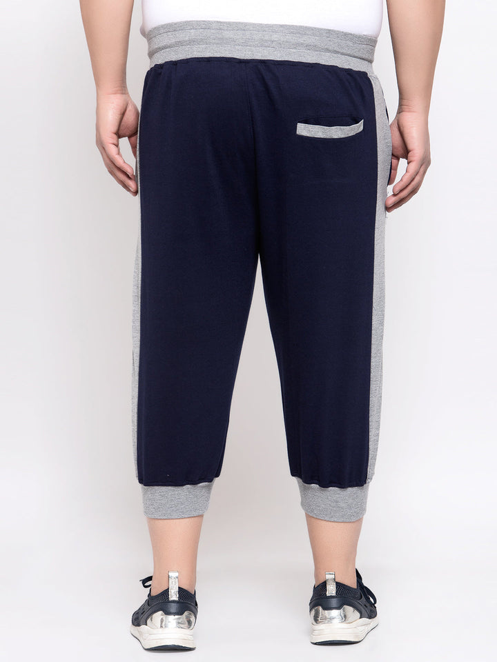 Plus Size Men Navy Blue Solid Below Knee Length Shorts