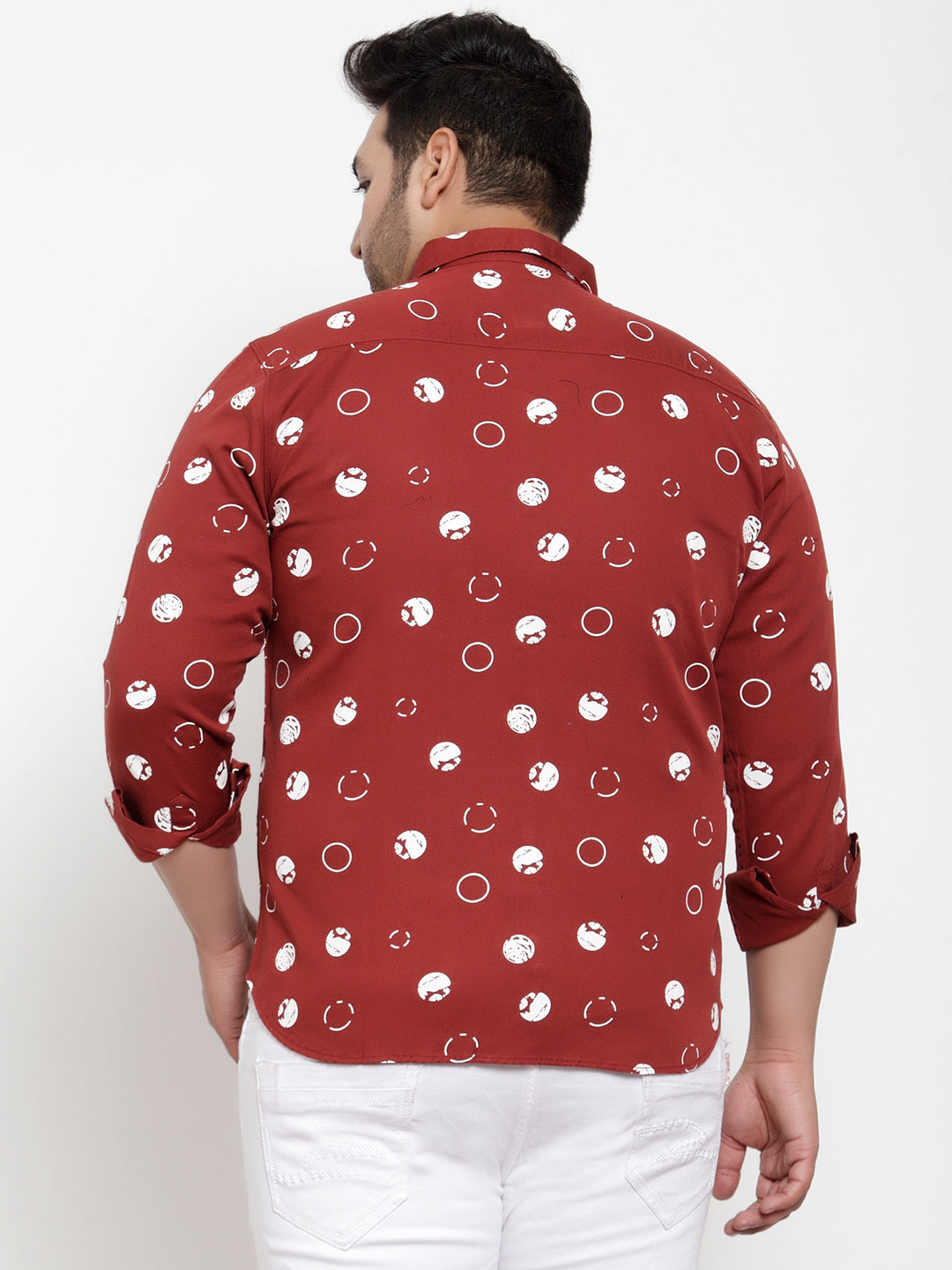 Plus Size Men Maroon Regular Fit Printed Casual Shirt