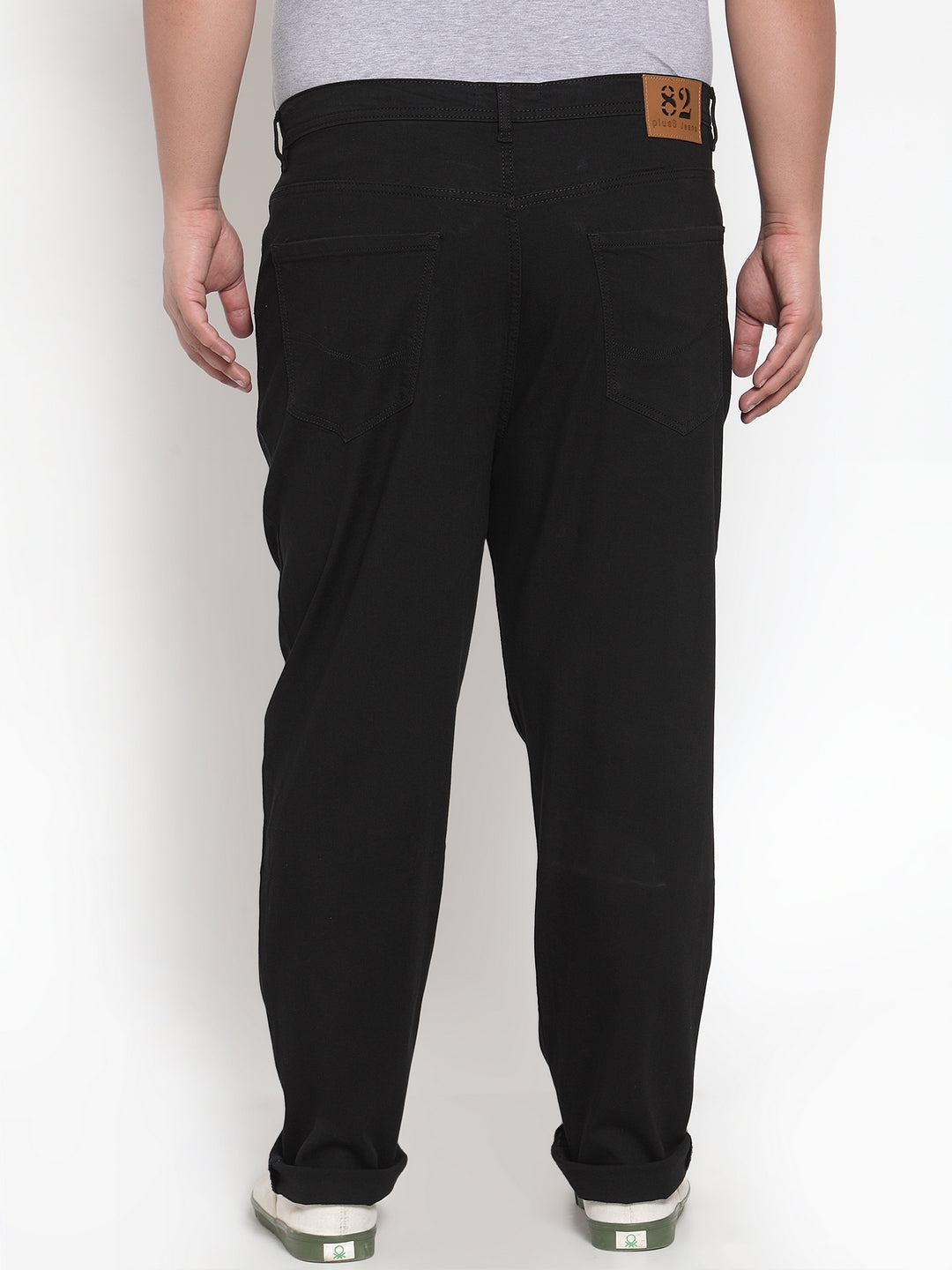 Plus Size Men Black Regular Fit Mid-Rise Clean Look Jeans