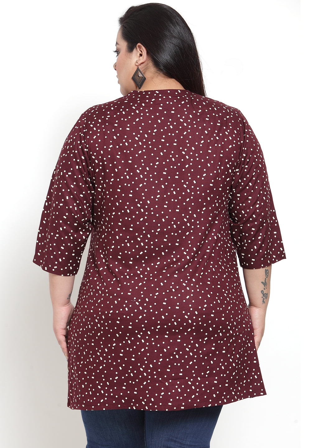 Plus Size Women Maroon Printed Tunic