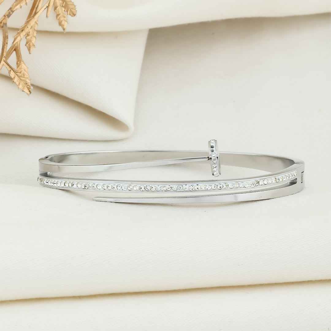 Silver plated Western twisted screw kada