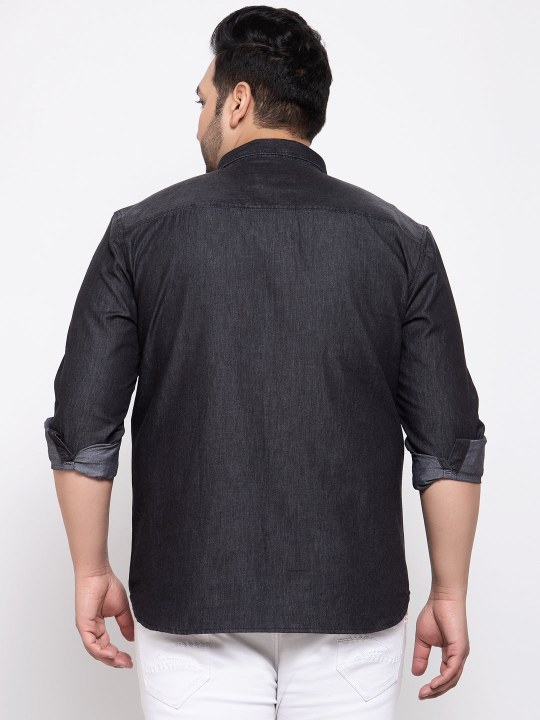 Plus Size Men Black Regular Fit Faded Casual Shirt