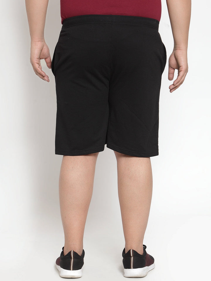 Plus Size Men Black Solid Slim Fit Regular Shorts