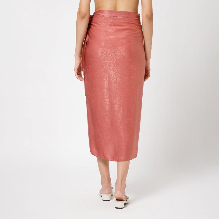 Peach Satin Drape Skirt