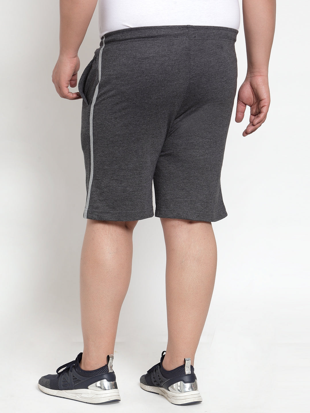 Plus Size Men Grey Solid Regular Fit Sports Shorts