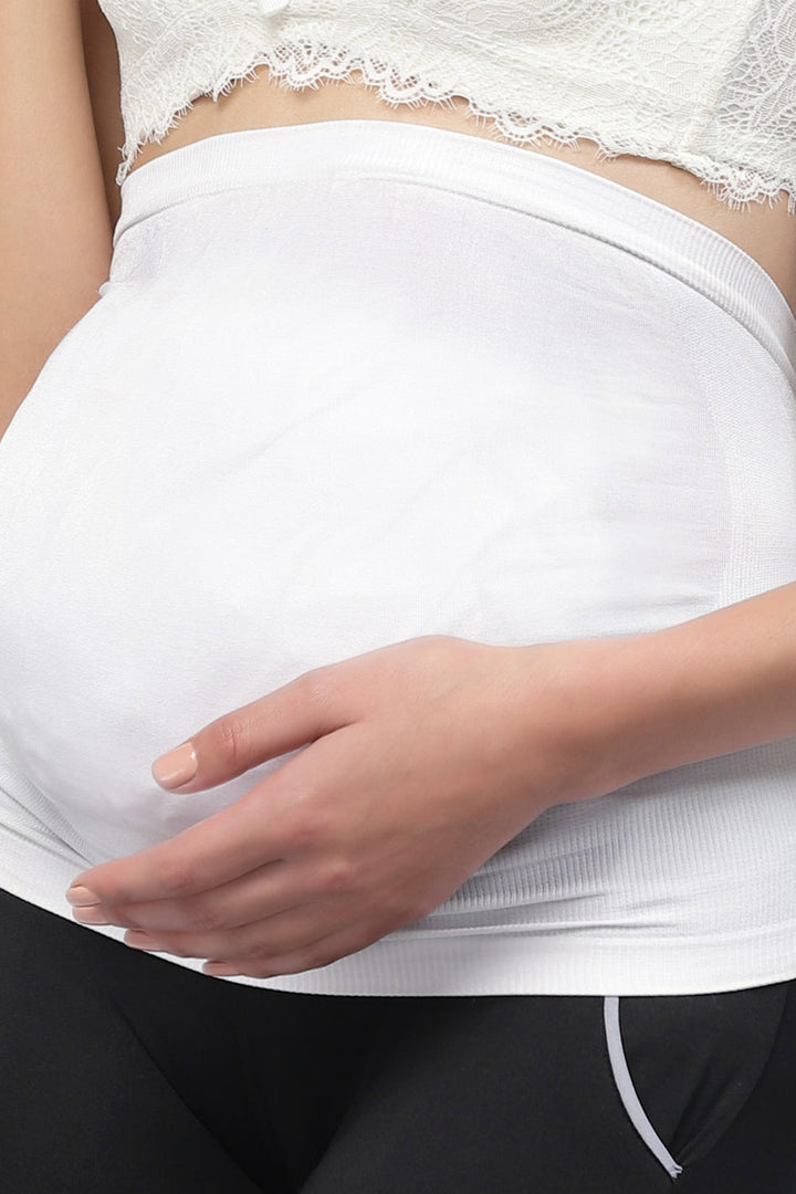 Bamboo Fiber Seamless Side Maternity Belly Band-ISMB001-Bright White-