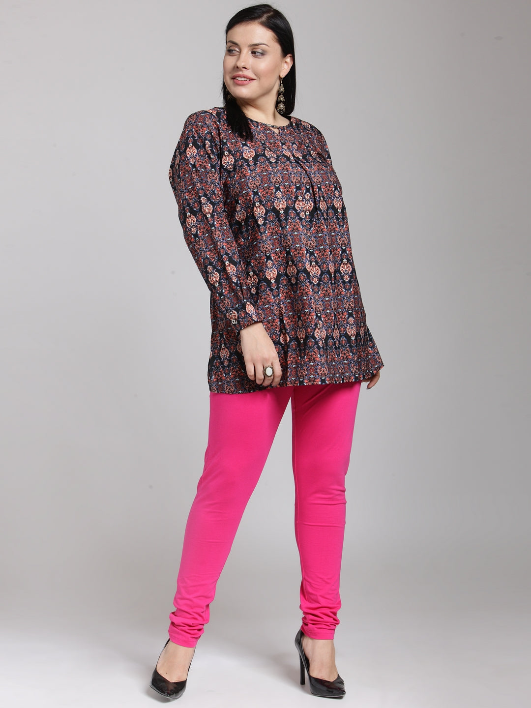 Plus Size Pink Solid Legging