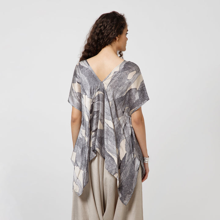 Black Printed Kaftan Top