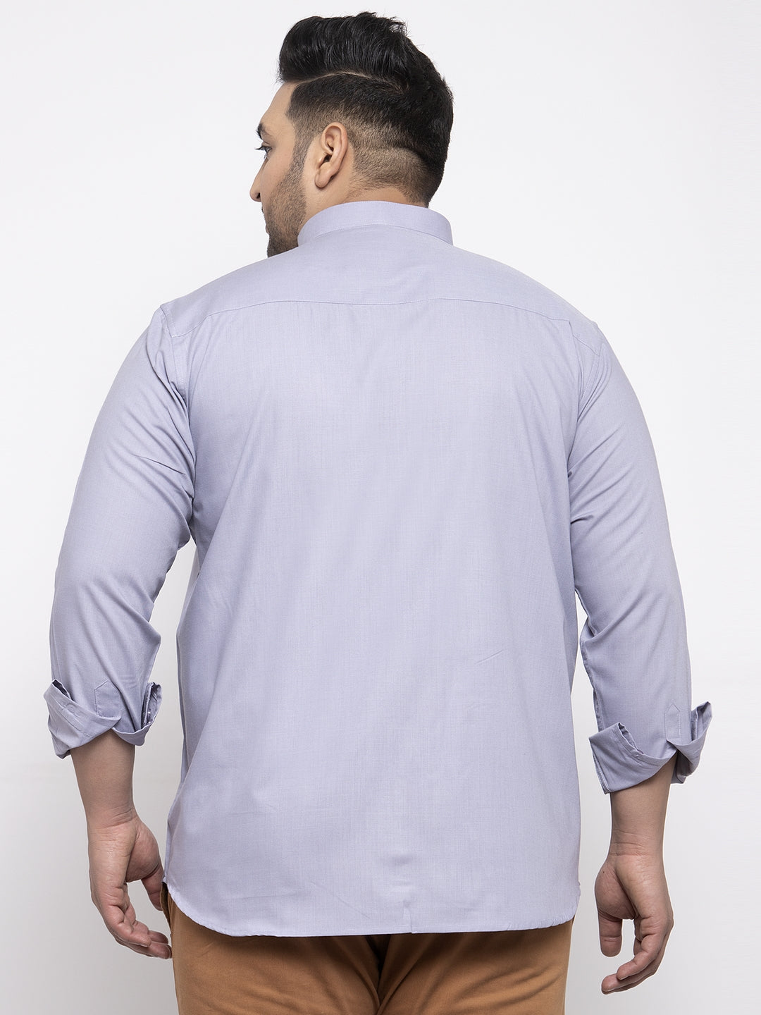 Plus Size Men Purple Casual Cotton Shirt