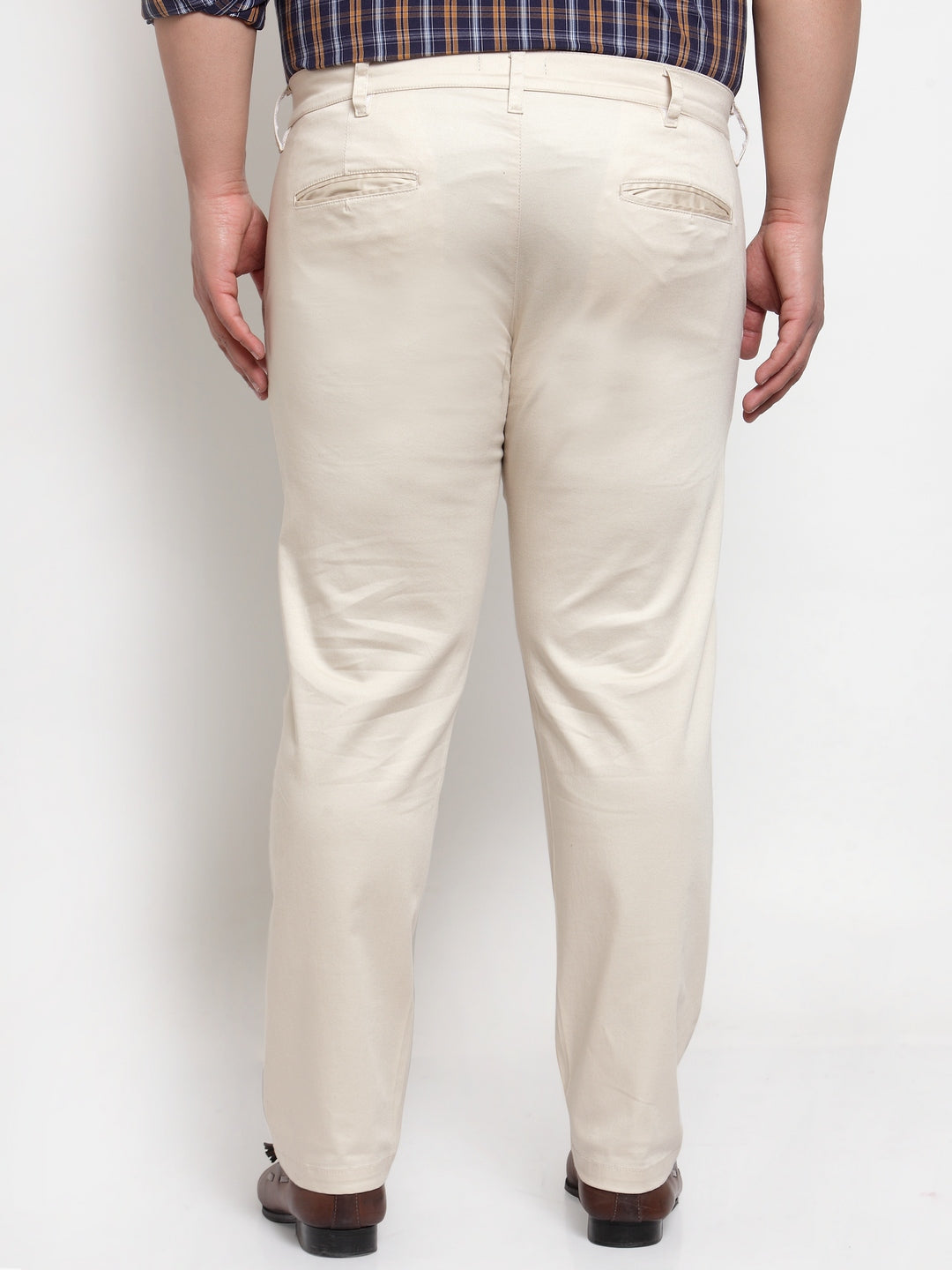 Plus Size  Men Beige Chinos Trousers