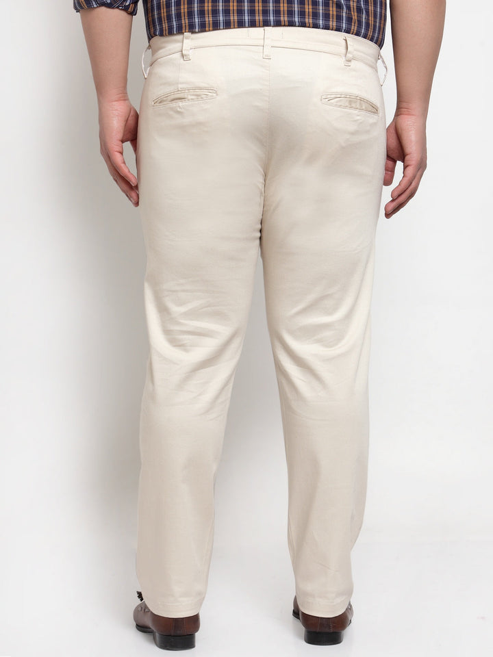Plus Size  Men Beige Chinos Trousers