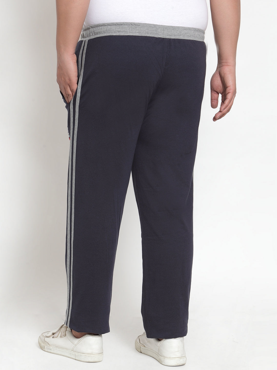 Plus Size Men Navy Regular Fit Tack Pants