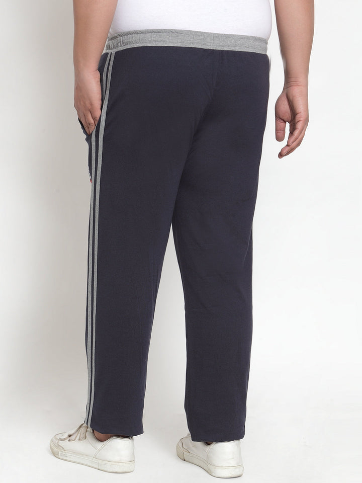 Plus Size Men Navy Regular Fit Tack Pants