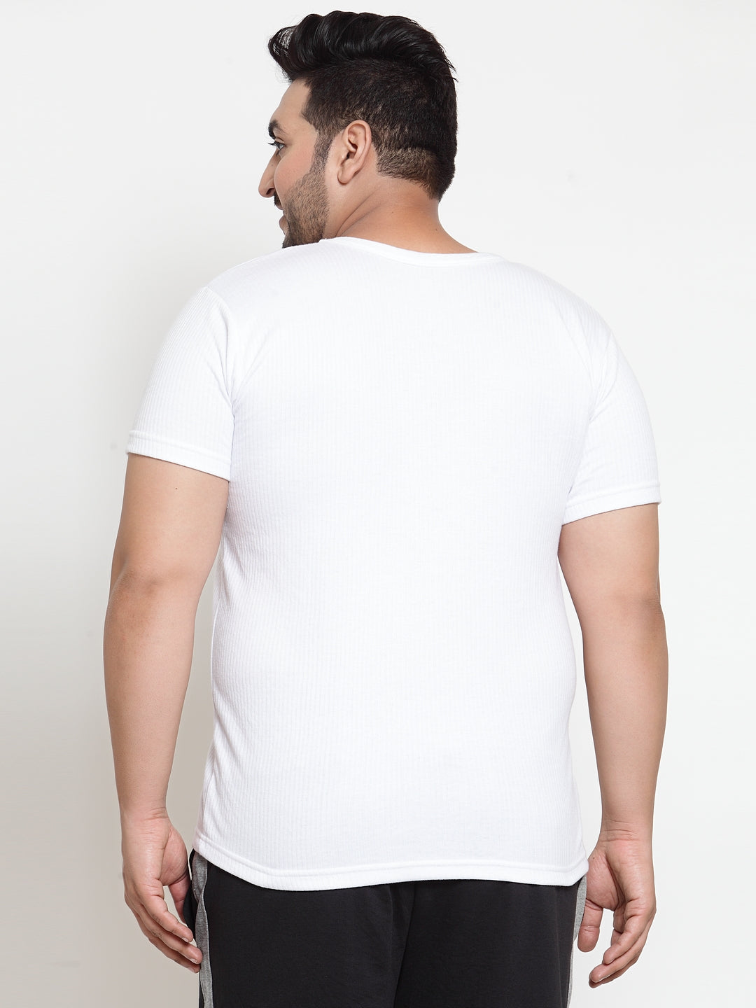 Plus Size Men  White Solid Undershirt Innerwear Vest