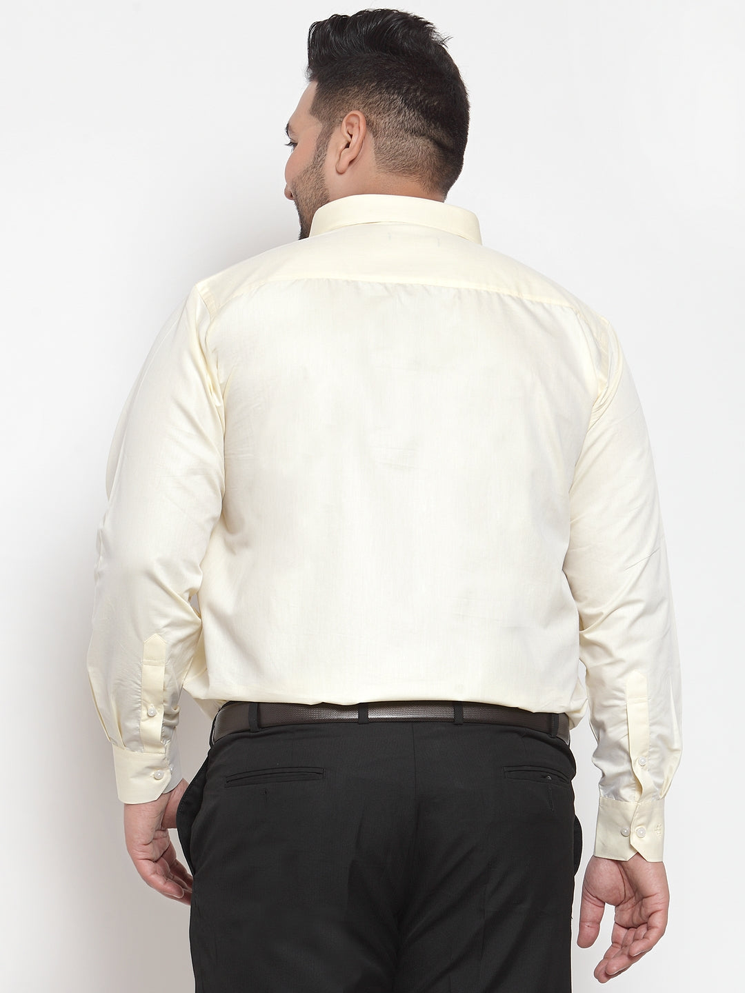 Plus Size Men Cream-Coloured Comfort Regular Fit Solid Formal Shirt
