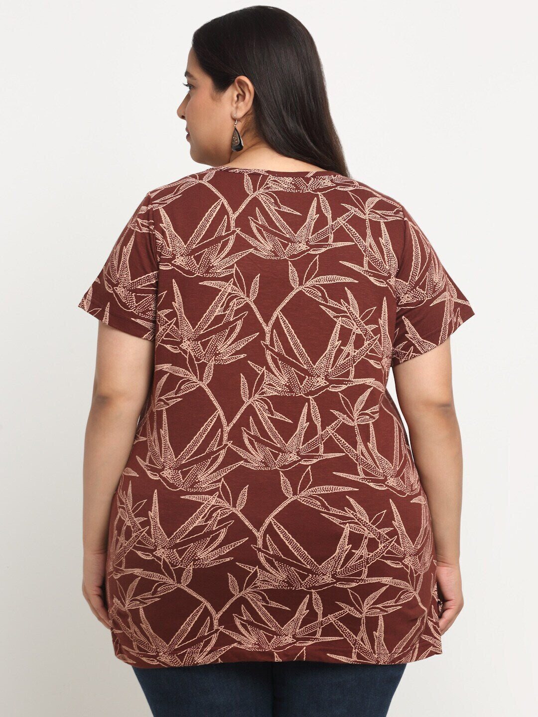 Plus Size  Tropical Printed Cotton T-shirt