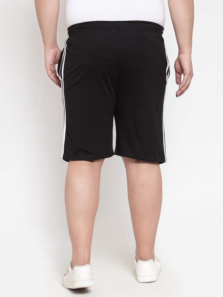 Plus Size Men Black Solid Regular Fit Sports Shorts