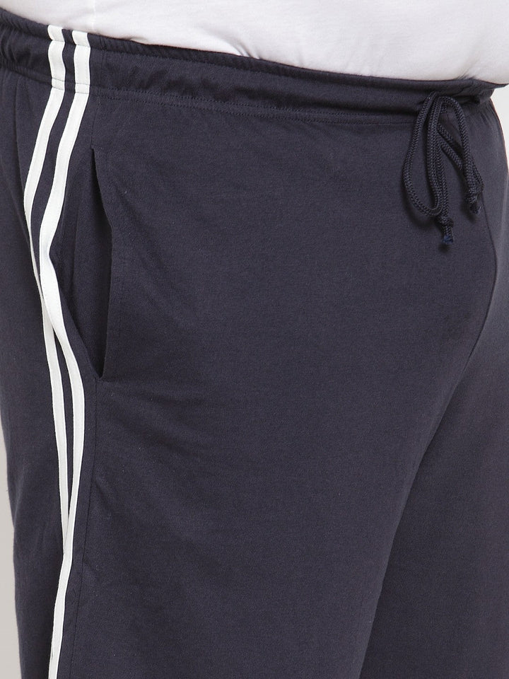 Plus Size Men Navy Blue Solid Regular Fit Sports Shorts