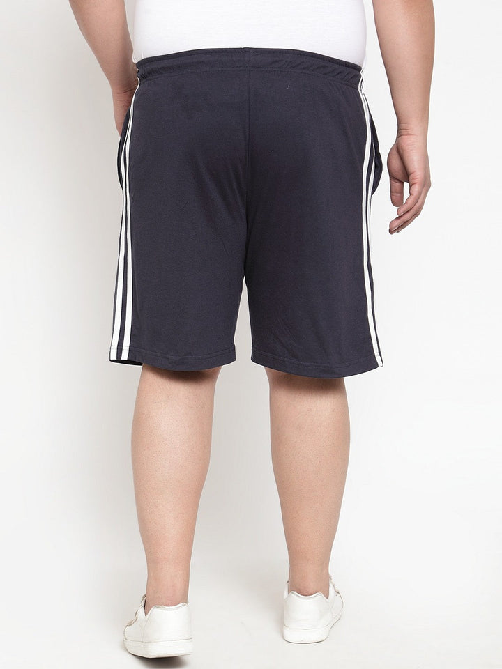 Plus Size Men Navy Blue Solid Regular Fit Sports Shorts