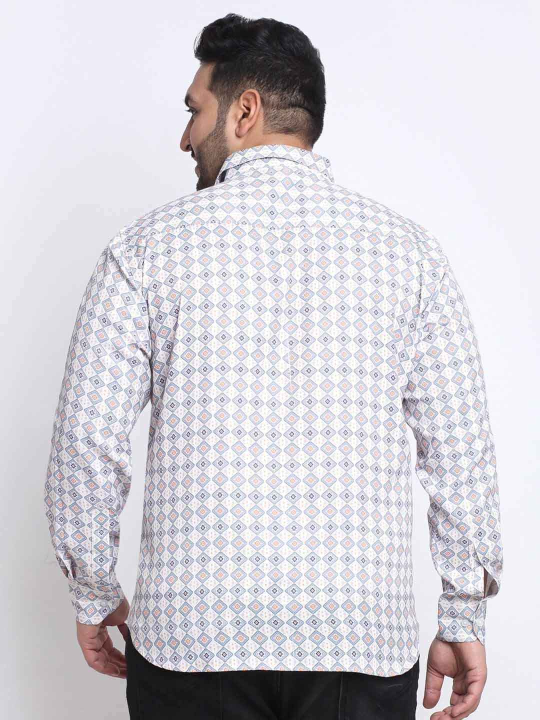Plus Size Men Printed Cotton Casual Shirt