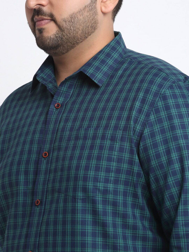 Plus Size Men  Cotton Buffalo Checks Checked Casual Shirt