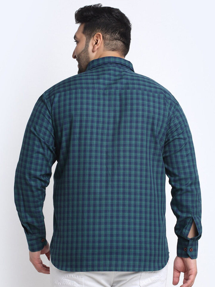 Plus Size Men  Cotton Buffalo Checks Checked Casual Shirt