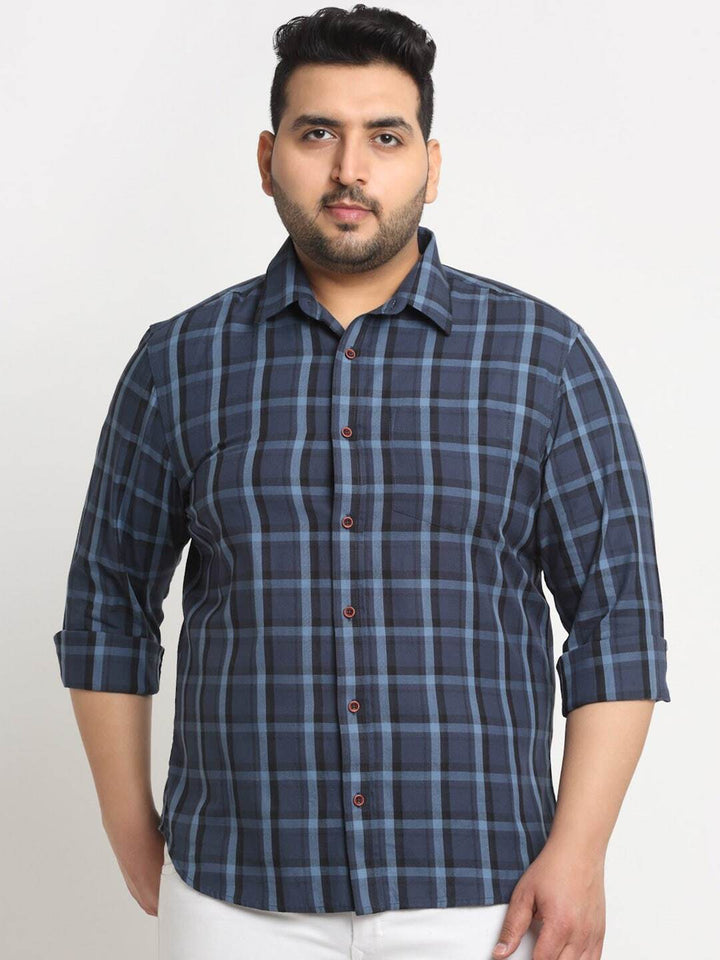 Plus Size   Tartan Checked Casual Cotton Shirt