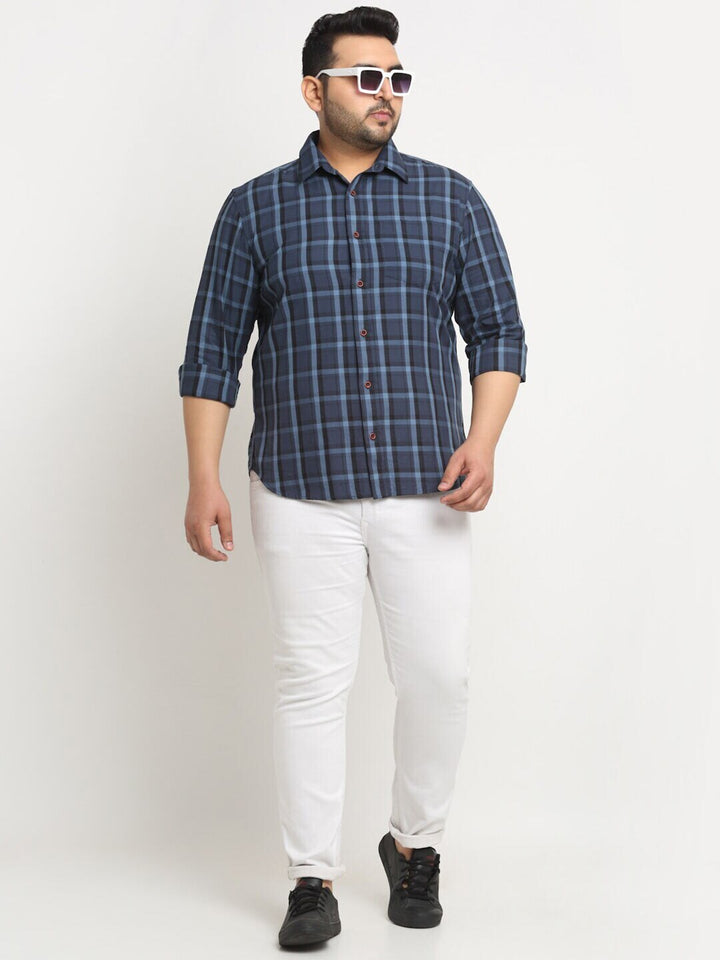 Plus Size   Tartan Checked Casual Cotton Shirt