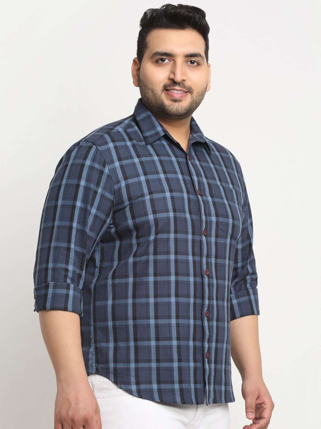 Plus Size   Tartan Checked Casual Cotton Shirt