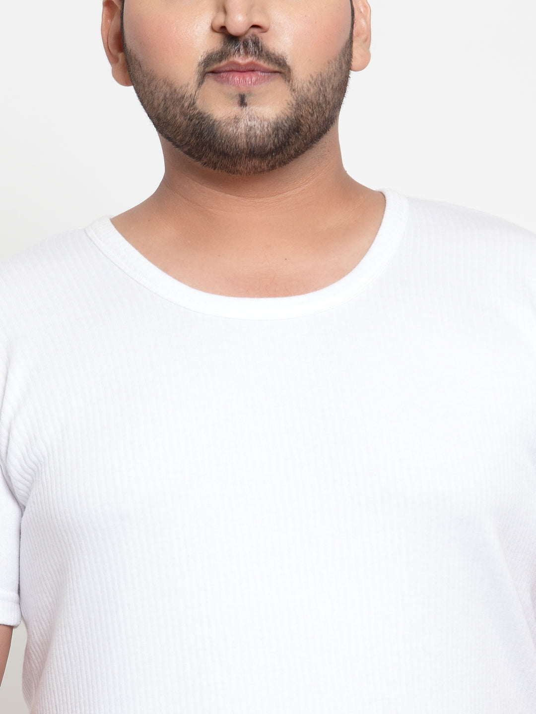 Plus Size Men  White Solid Undershirt Innerwear Vest