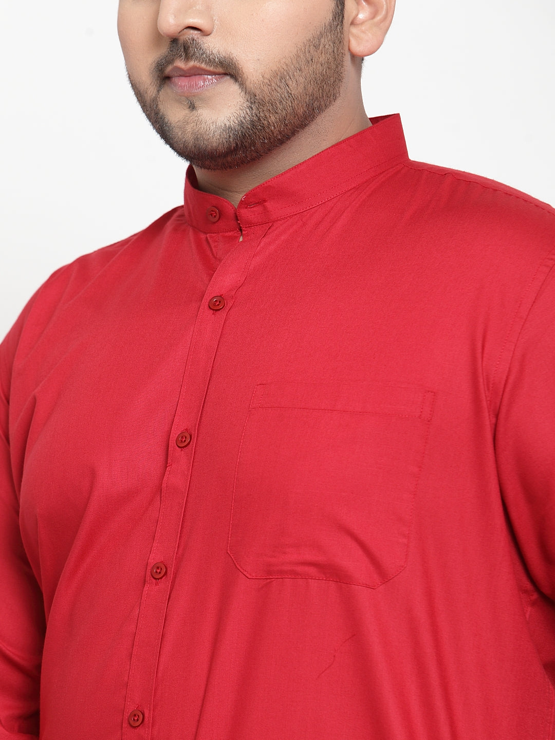 Plus Size Men Red Regular Fit Solid Casual Shirt