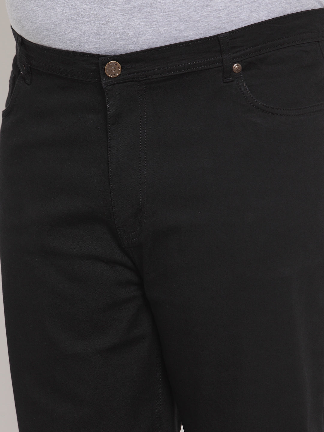 Plus Size Men Black Regular Fit Mid-Rise Clean Look Jeans