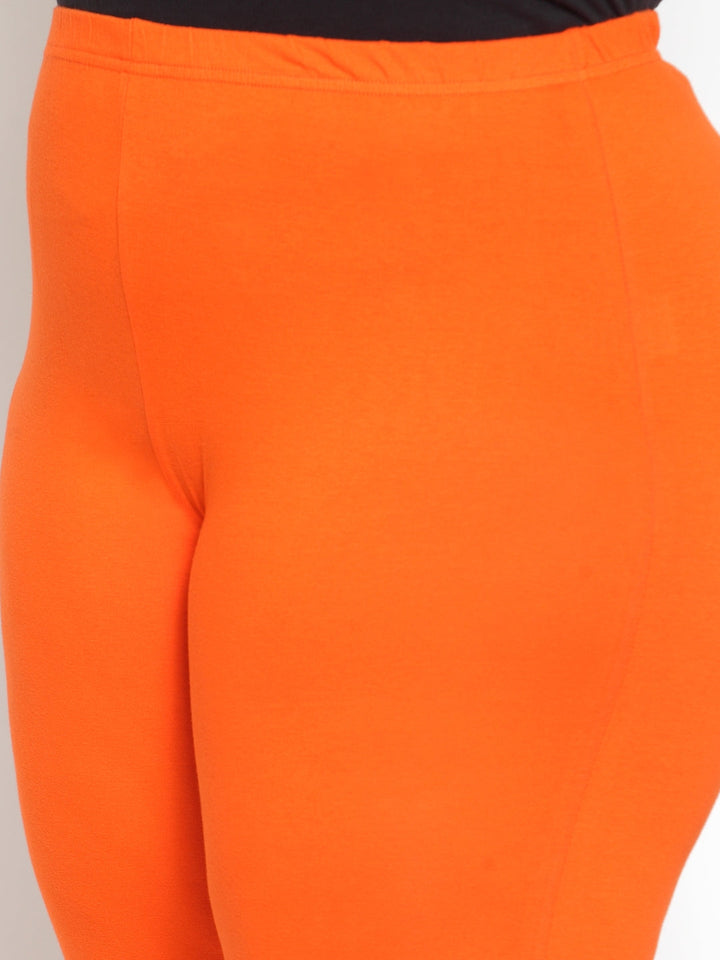Plus Size Orange Solid Leggings