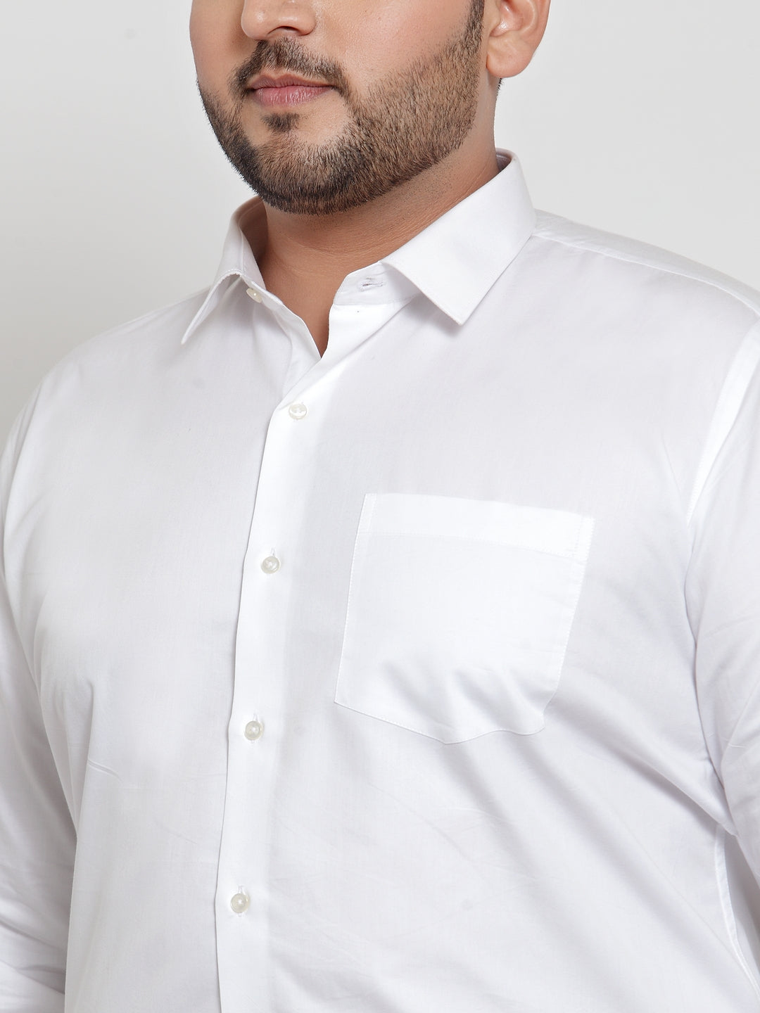 Plus Size Men White Comfort Regular Fit Solid Formal Shirt
