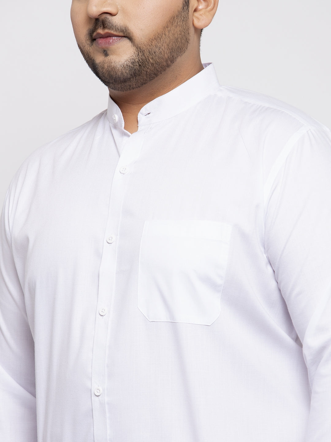 Plus Size  Men White Casual Shirt